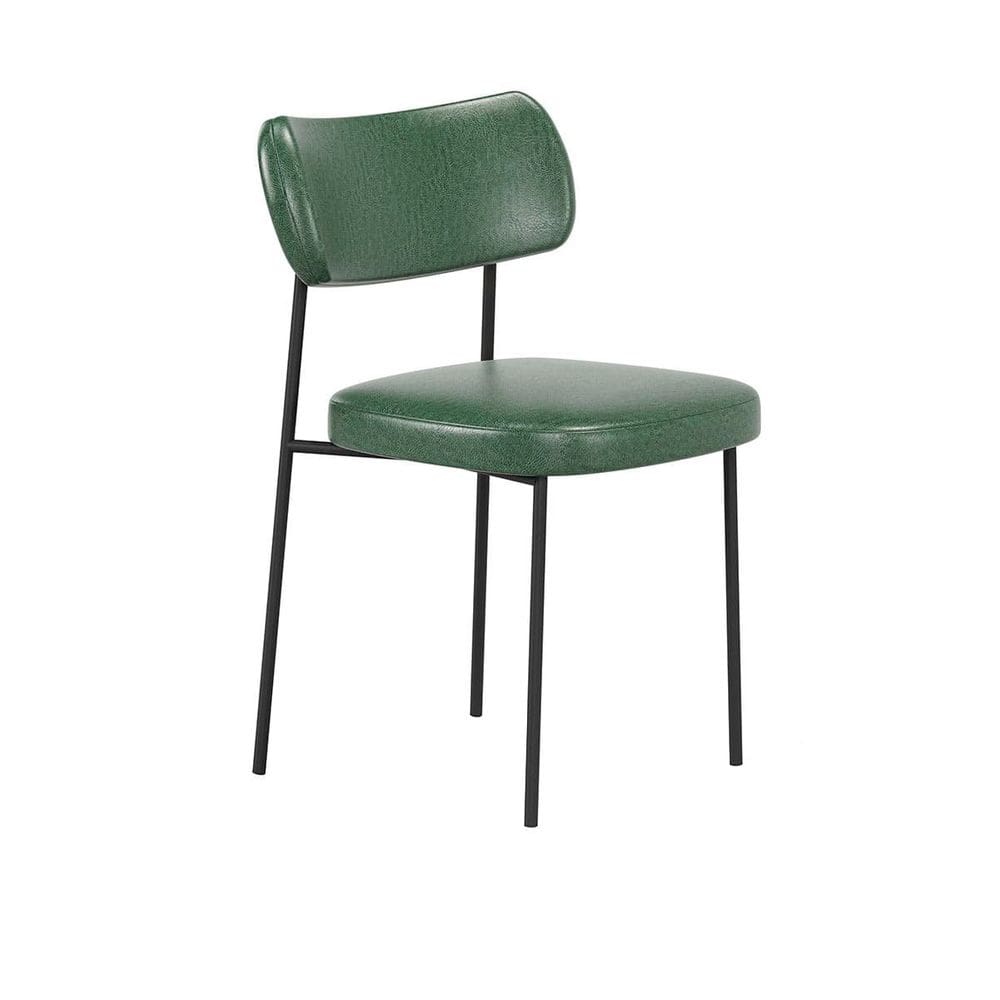 Cadeira Estofada Mila Para Sala Jantar Gourmet em Aço-Couríssimo-Verde-EdeCasaMoveis