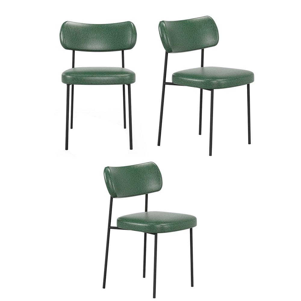 Kit 3 Cadeiras Camila Para Sala Jantar Gourmet em Aço-Couríssimo-Verde-EdeCasaMoveis