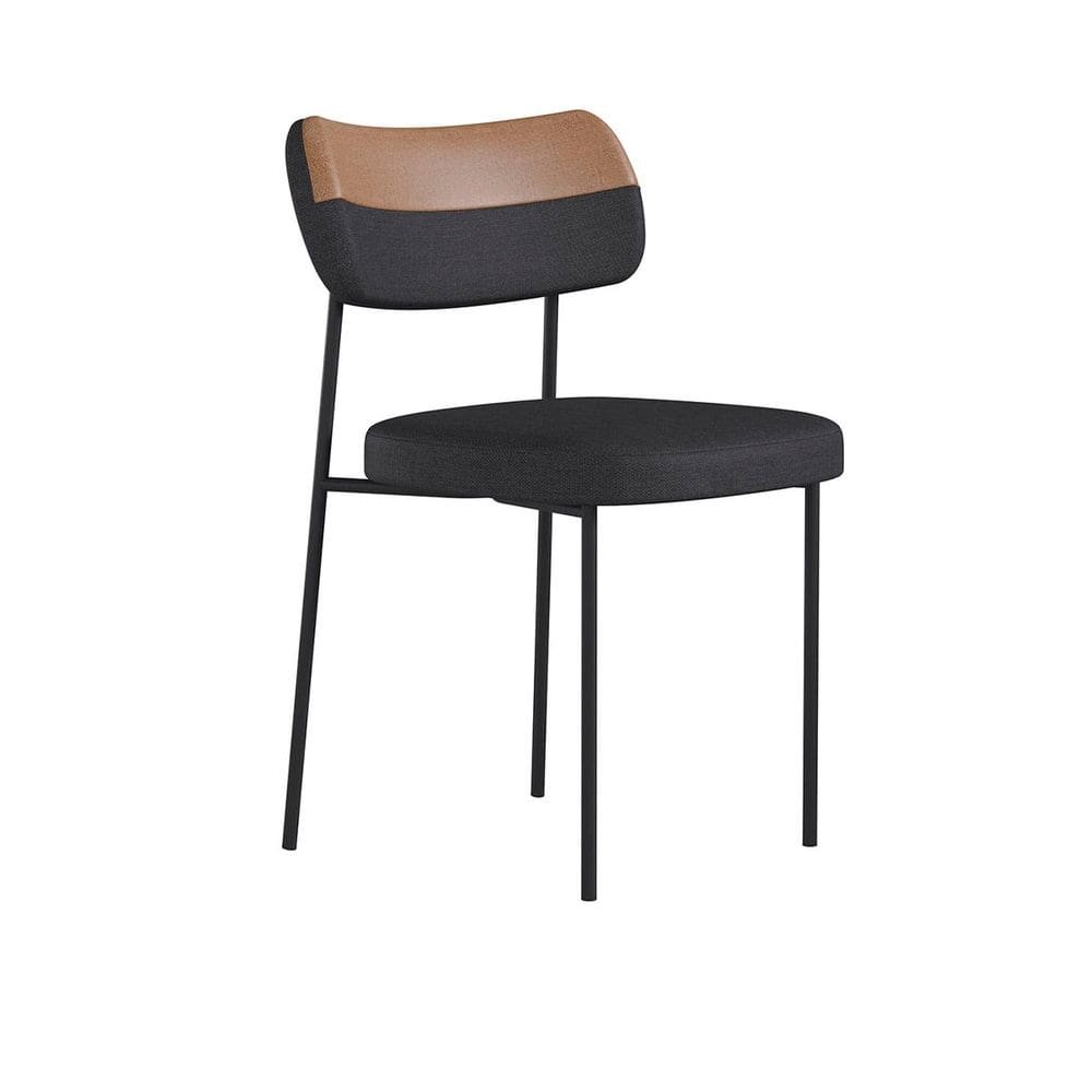 Cadeira Estofada Camila Para Sala Jantar Gourmet em Aço-Curíssimo-Linho-EdeCasaMoveis