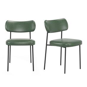 Kit 2 Cadeiras Mona Para Sala Jantar Gourmet em Aço e Couríssimo-Verde-EdeCasaMoveis
