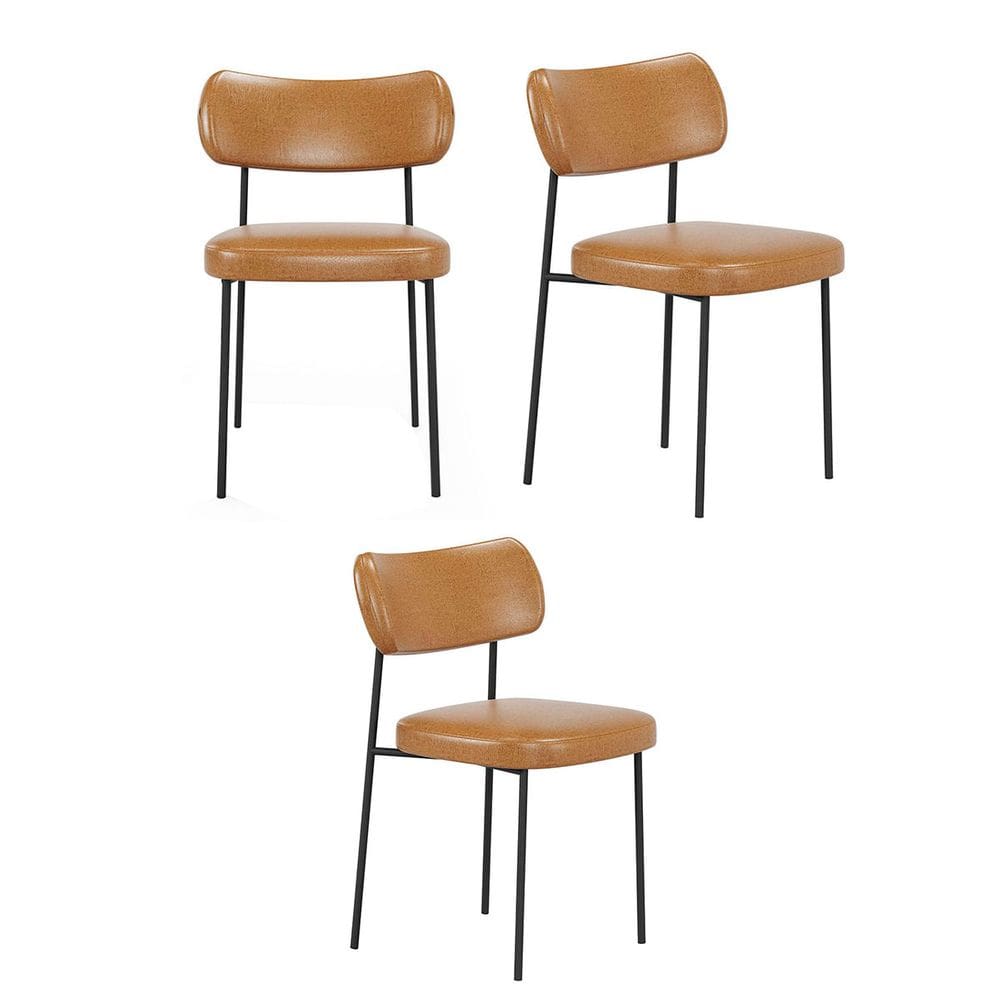 Kit 3 Cadeiras Camila Para Sala Jantar Gourmet em Aço-Couríssimo-Whisky-EdeCasaMoveis