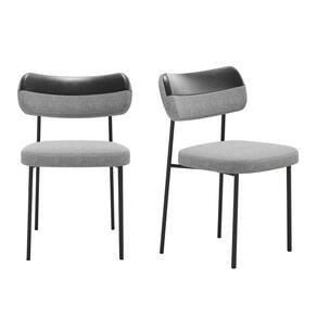 Kit 2 Cadeiras Mona Para Sala Jantar Gourmet em Aço e Couríssimo-Preto-Linho-Cinza-EdeCasaMoveis