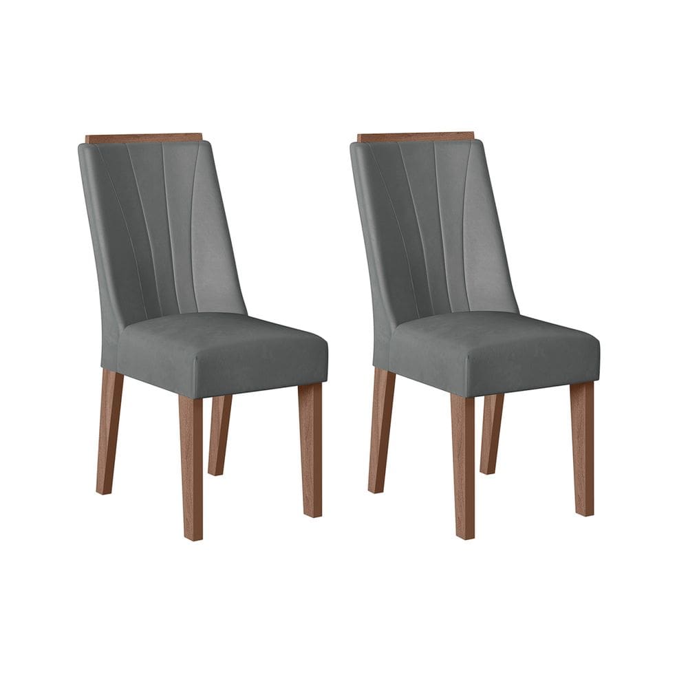 Conjunto com 02 Cadeiras de Jantar Polonia Amendoa 03A