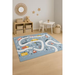Tapete Infantil Emborrachado Antiderrapante 100x140cm - Carrinhos
