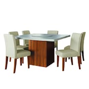 Conjunto Sala de Jantar Amsterdã New Mesa com Tampo Giratório 6 Cadeiras Trieste Madeirado/Bege