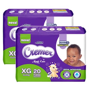Kit 2 Fraldas Cremer Magic Care Tamanho XG com 20 Unidades cada
