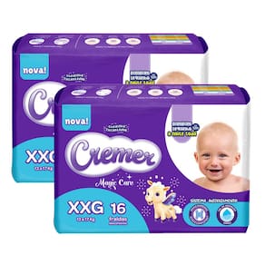 Kit 2 Fraldas Cremer Magic Care Tamanho XXG com 16 Unidades cada