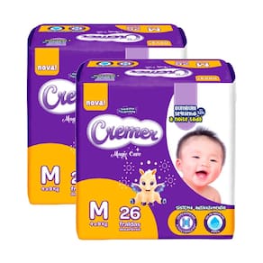 Kit 2 Fralda Cremer Magic Care Tamanho M Pacote Jumbo 26 Unidades Descartáveis cada