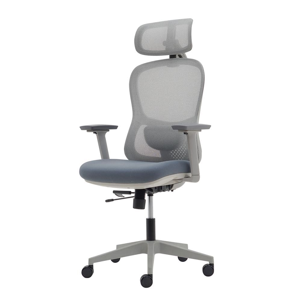 Cadeira Ergonômica NR 17 Presidente Prime Cinza Encosto Mesh Apoio de Cabeça e Braços Ajustáveis