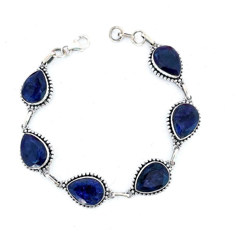 Pulseira Gotas Pedra Safira Indiana Prata 925