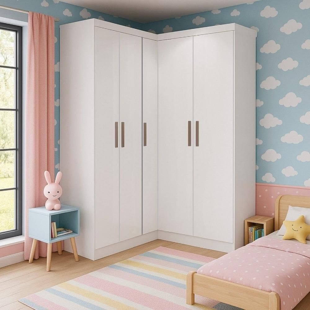 Guarda-Roupa Infantil 5 Portas Jasmim Branco
