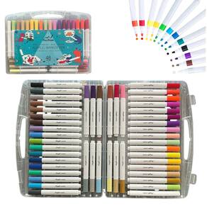 Canetinha Caneta Marcador 48 Cores Tinta Acrilica Permanente A Prova de Agua Cores Vibrantes Estojo Pintura Desenho Artesanato Escultura Arte