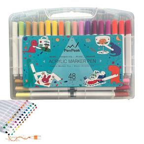 Canetinha Caneta Marcador 48 Cores Tinta Acrilica A prova De Agua Permanente Estojo Cores Vibrantes Arte Desenho Pintura Artesanato Hobbie Lazer