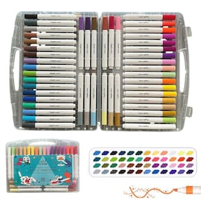 Canetinha Caneta 48 Cores Marcador Tinta Acrilica Permanente A Prova de Agua Estojo Pintura Desenho Artesanato Escultura