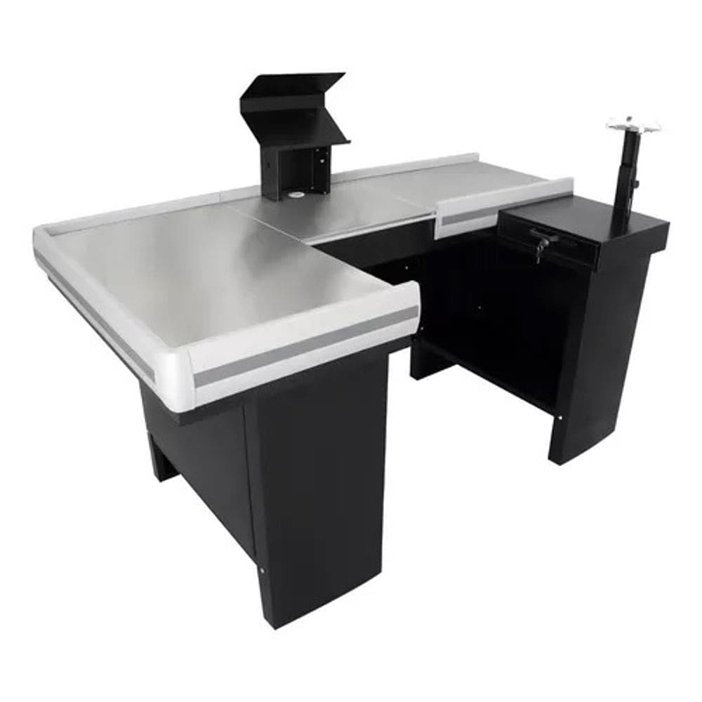 Check-out Caixa Supermercado Kit Para Automação Gaveta 1,80 Cor Preto Perfil Cinza