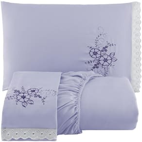 Jogo De Cama Casal Queen 3 Peças Lilás