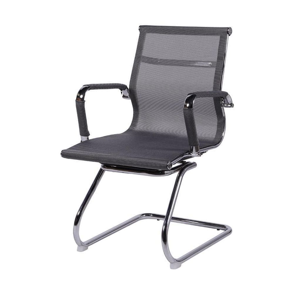 Cadeira Boxbit Eames Office Tela Cinza Fixa Cromada Cinza