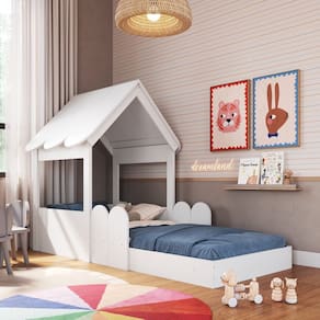Cama Infantil Montessoriana com Casinha Infanto Branco