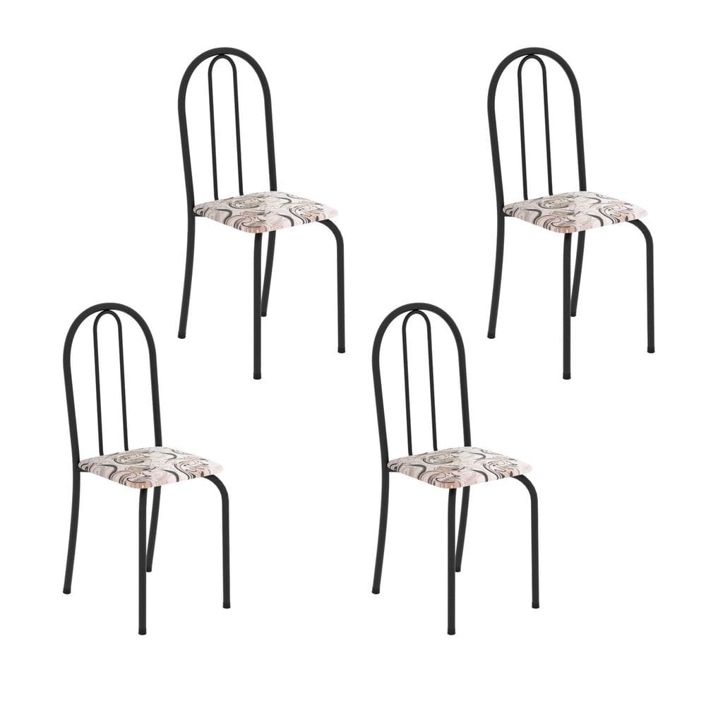 Kit 4 Cadeiras Tubular 89x37x42 Cm Ane B Arabesco / Preto