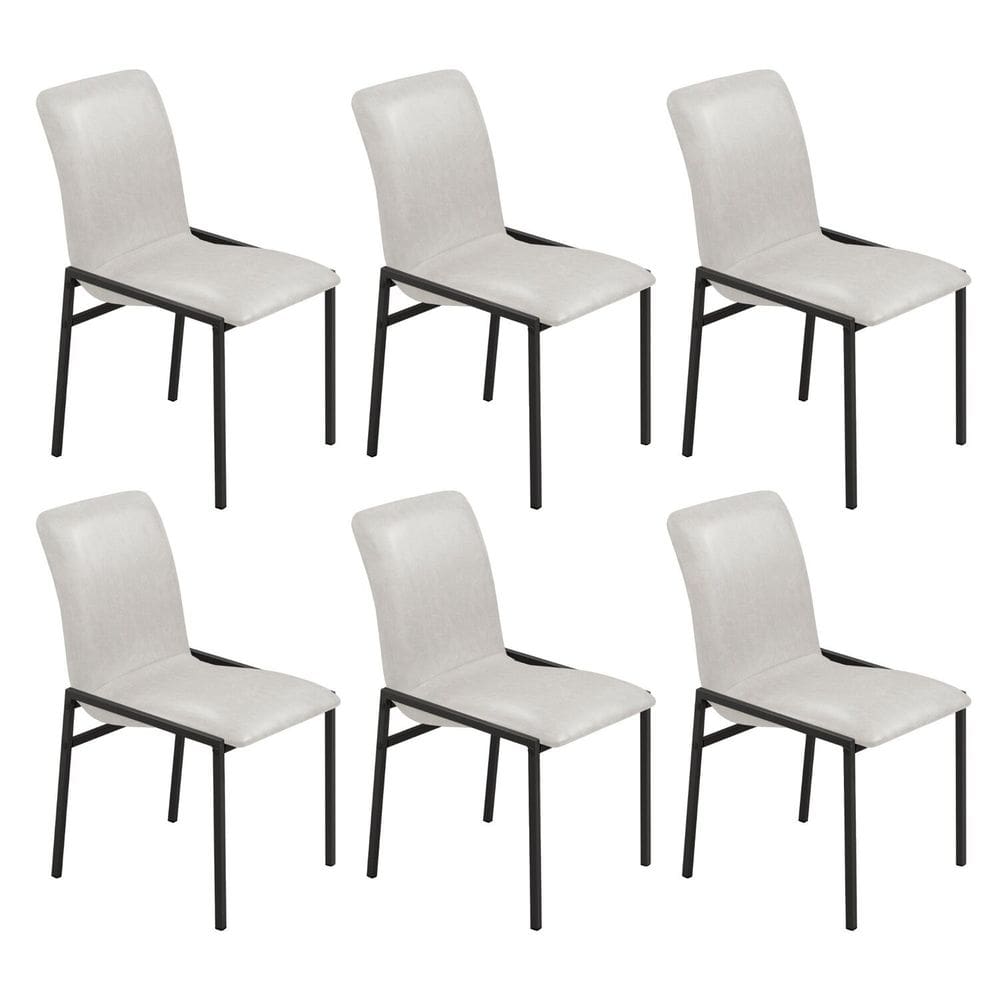 Cadeiras para Sala de Jantar 6 Unidades Premium Off White / Preto