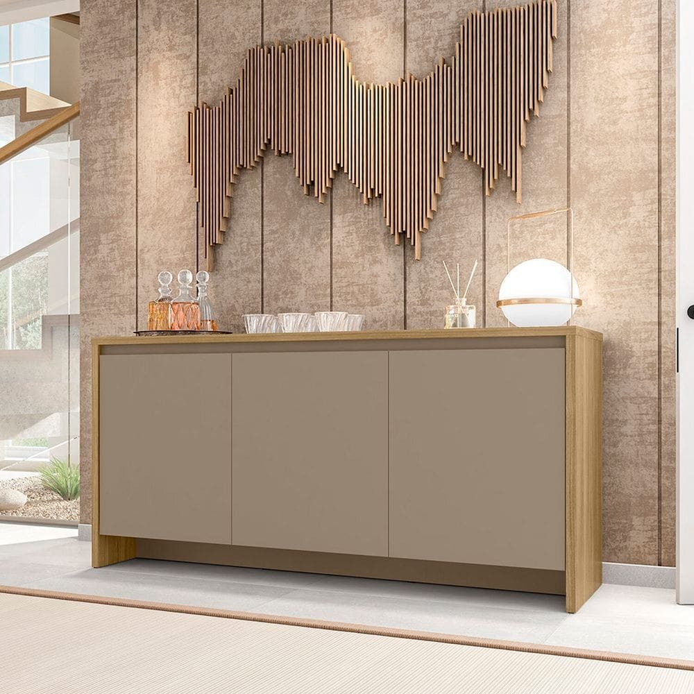 Buffet para Sala de Jantar 3 Portas Madrid Hannover/Cinza