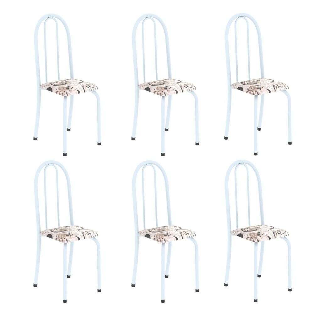 Kit 6 Cadeiras Tubular 96x36x41 Cm Iris B Arabesco/ Branco