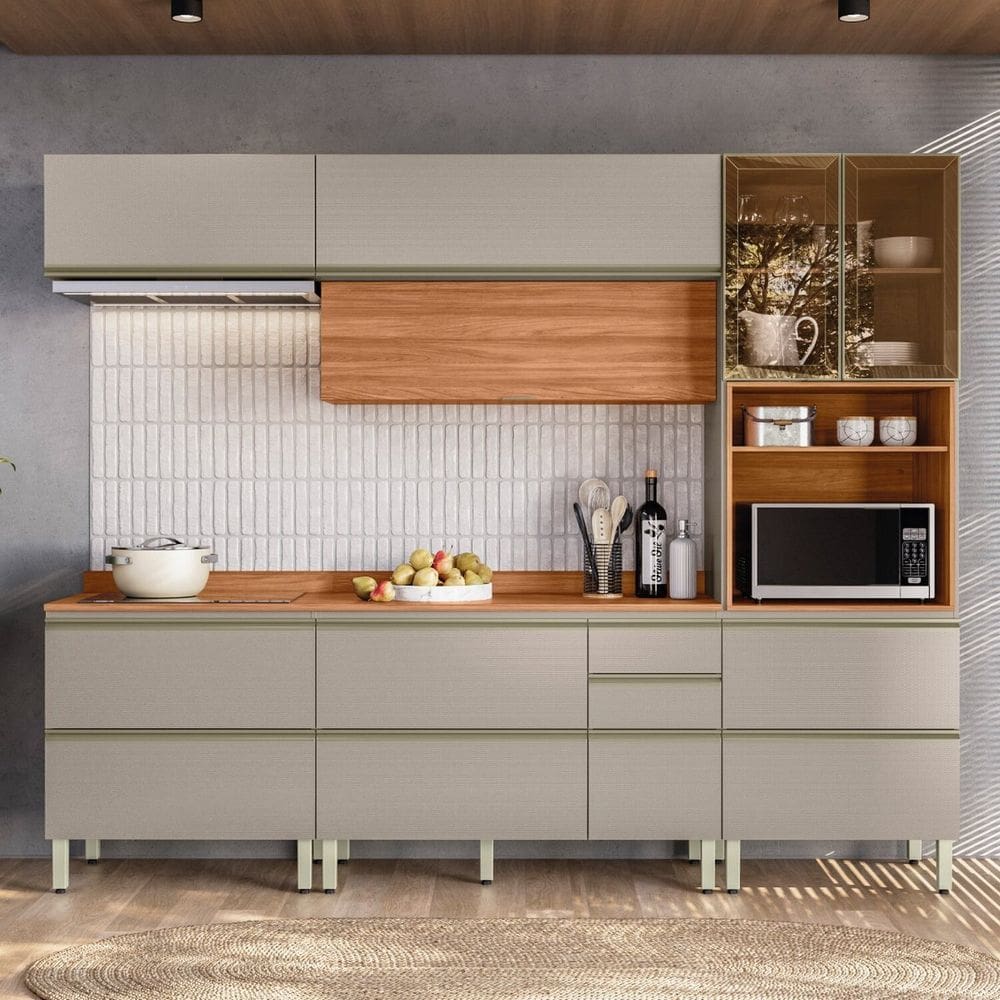 Cozinha Completa 5 Peças 218,5cm X 270cm Proença Nogueira/Nude Prime