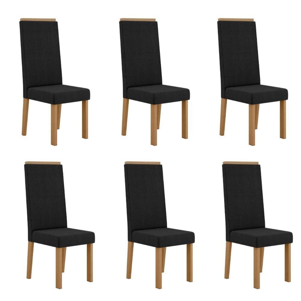 Conjunto 6 Cadeiras para Sala de Jantar Nice Espaldar Mel/Preto
