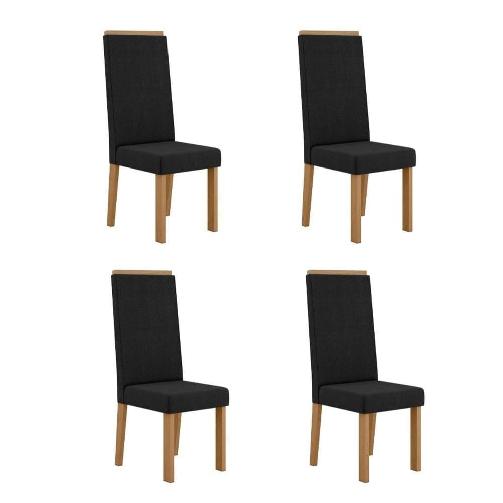 Conjunto 4 Cadeiras para Sala de Jantar Nice Espaldar Mel/Preto