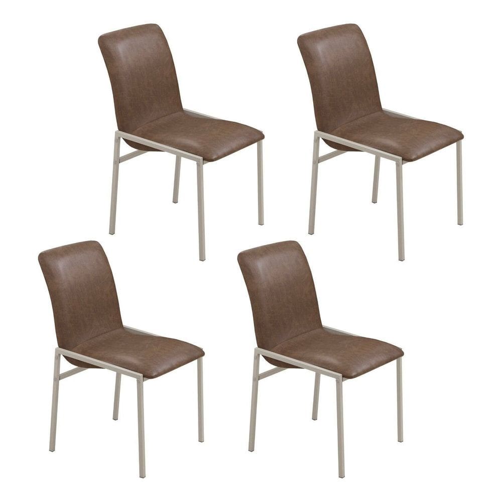 Cadeiras para Sala de Jantar 4 Unidades Premium Marrom / Champanhe