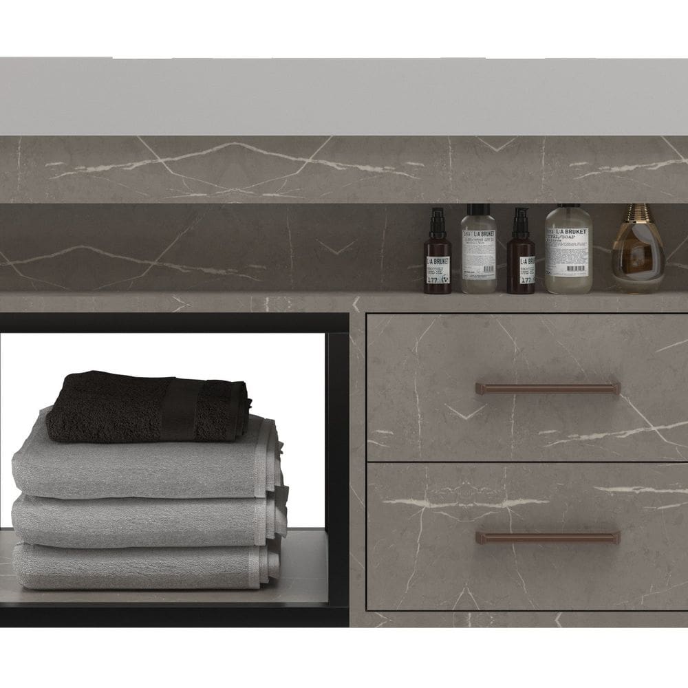 Gabinete para Banheiro 2 Gavetas Suspenso New 80 Marmo Crema