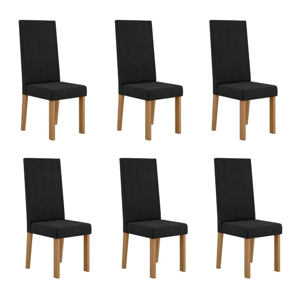 Conjunto 6 Cadeiras para Sala de Jantar Nice Mel/Preto