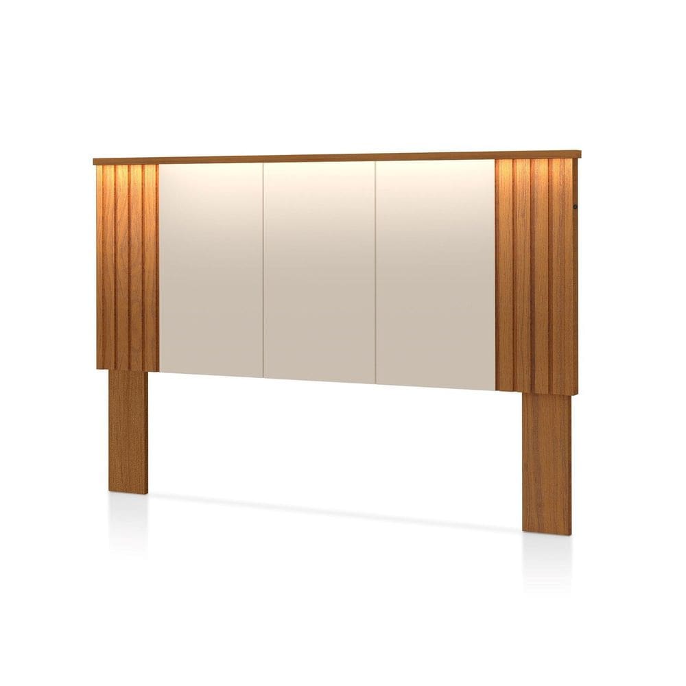 Cabeceira para Cama Casal com Led Duo Freijo/ Off White
