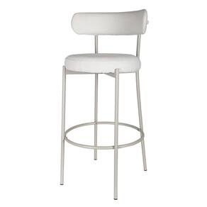 Banqueta para Cozinha Estofada em Tecido e Base em Aço Serena Off White/Areia