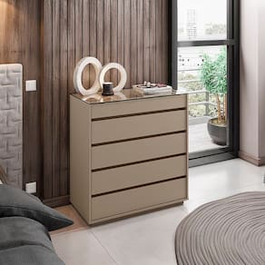 Cômoda 5 Gavetas com Organizador Belize Cinza