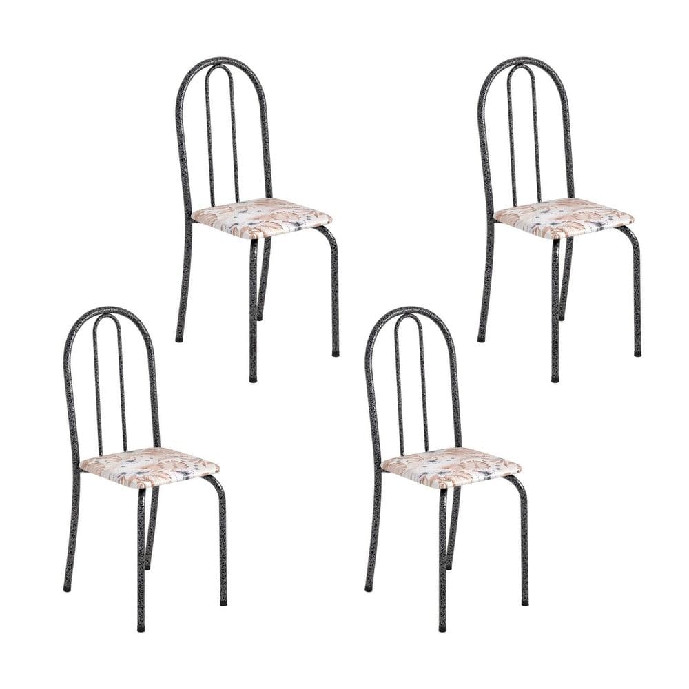 Kit 4 Cadeiras Tubular 89x37x42 Cm Ane B Botanic Bege / Mart Prata