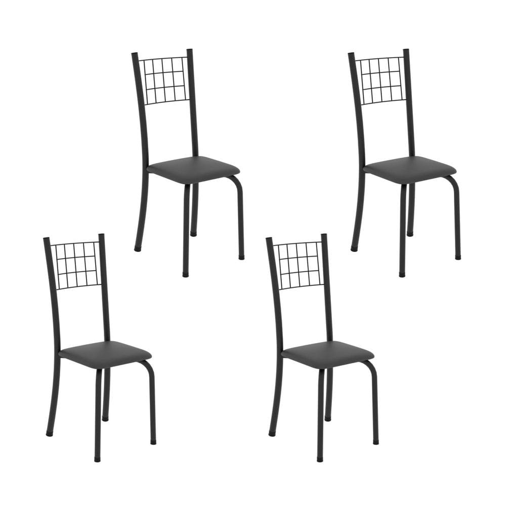 Kit 4 Cadeiras Tubular 95x37x40 Cm Dany Preto