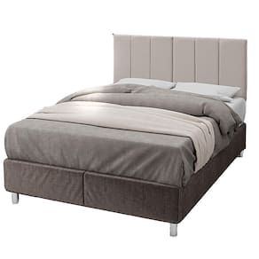 Cabeceira Casal Laura 1.40 Almofadada Sued Bege Claro-Decor