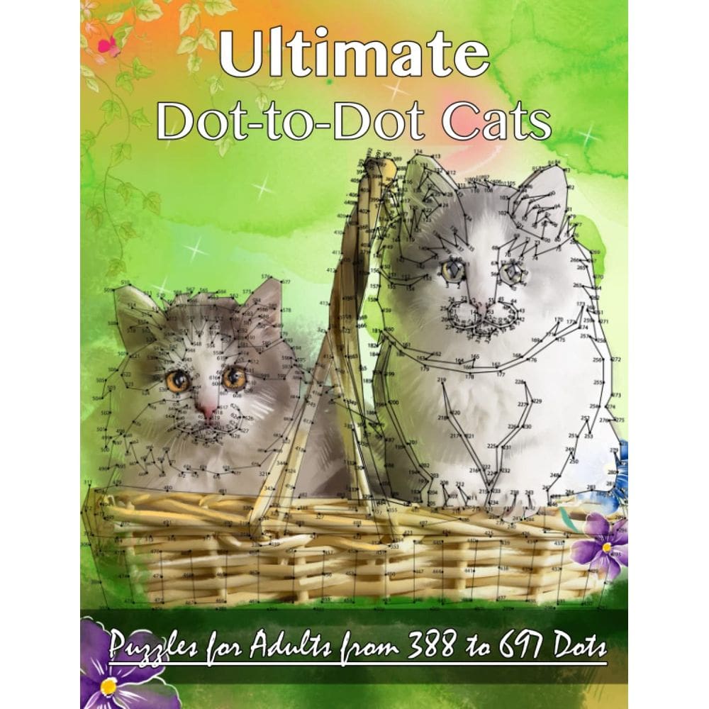 Livro de quebra-cabeças ponto a ponto Ultimate Cats para adultos 388-697 pontos