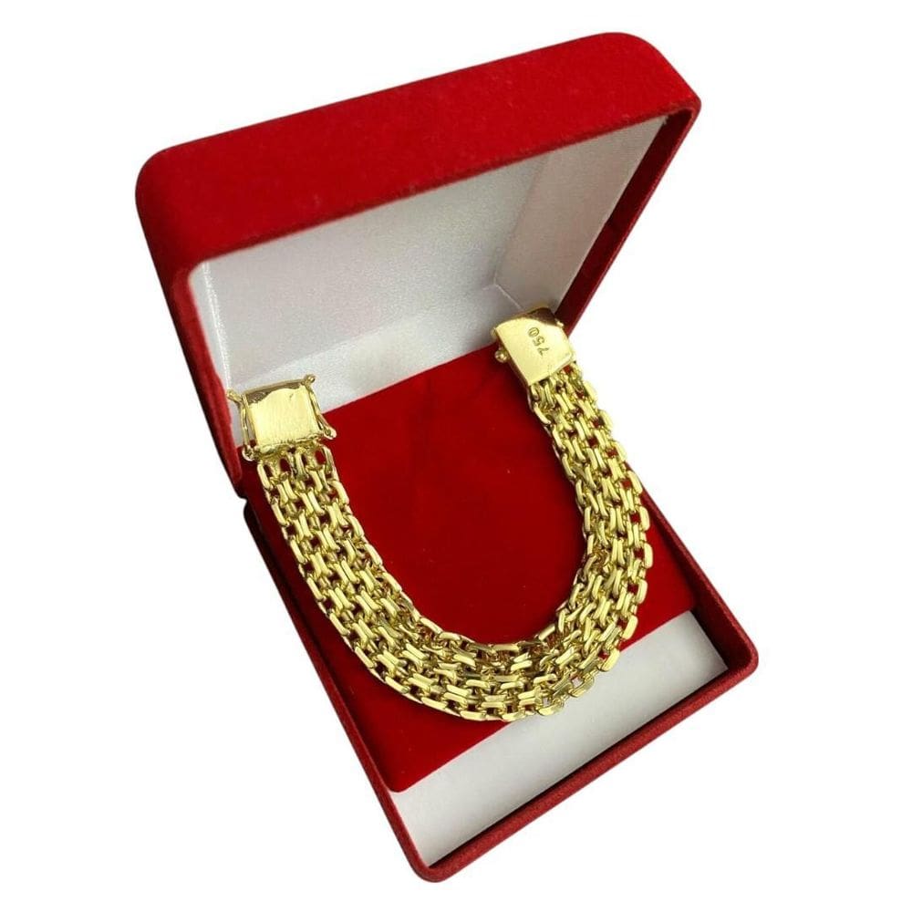 Pulseira Cadeado Quádruplo 16Mm - Banhado A Ouro 18K