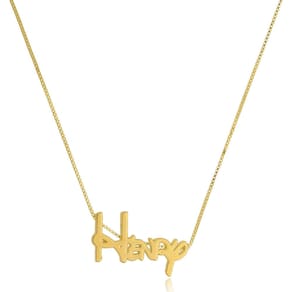 Colar Personalizado Nome Letra Da Disney Folheado Em Ouro