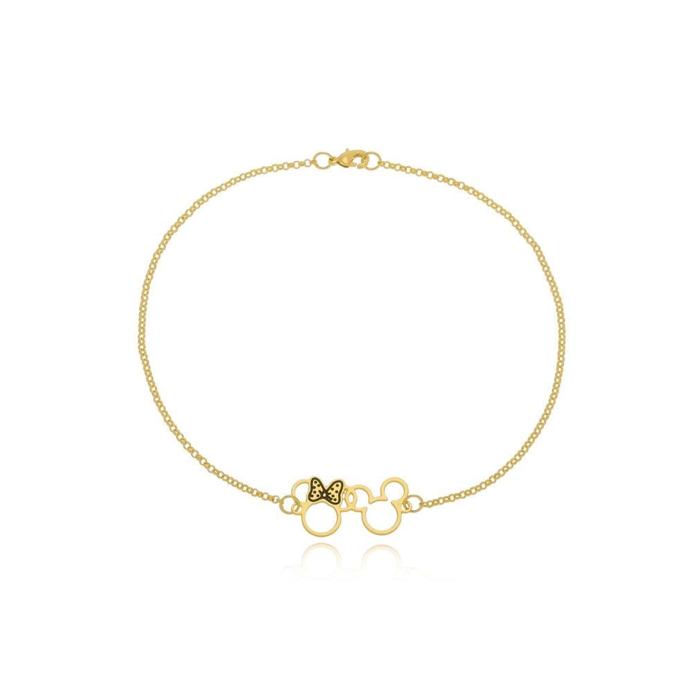 Pulseira Personalizada Mickey E Miney Folheado Em Ouro18K