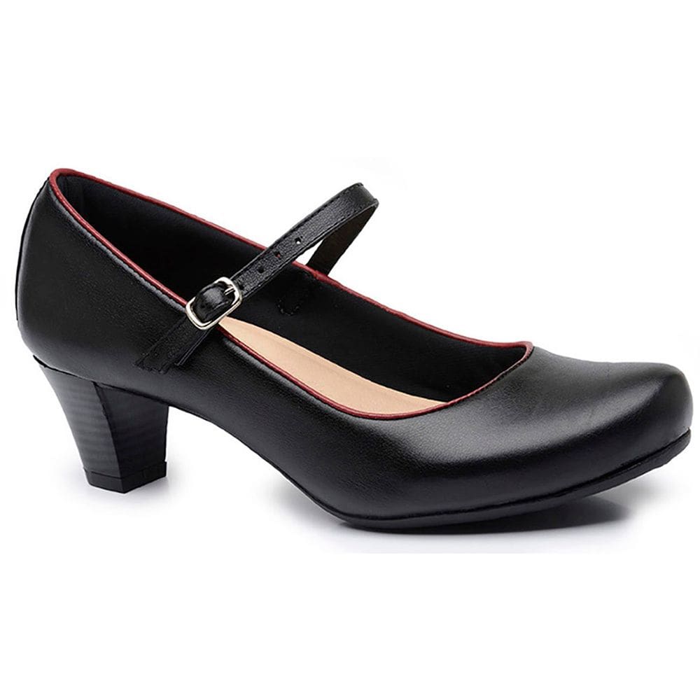 Scarpin Bico Redondo Preto Com Vermelho 710Bv-0100