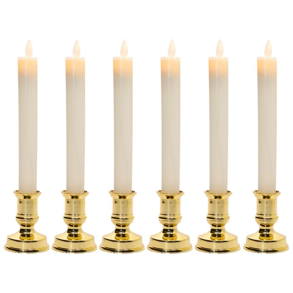 Kit 6 Castiçal Com Vela Elétrica 25cm Decoração Natalina