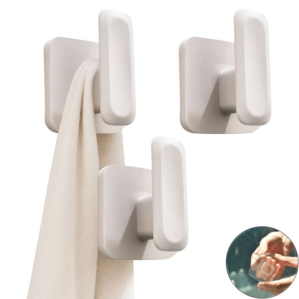 Kit 3 Ganchos Multiuso Porta Toalha de Parede Com Adesivo Bege - Eleve GPE100BGF Ou
