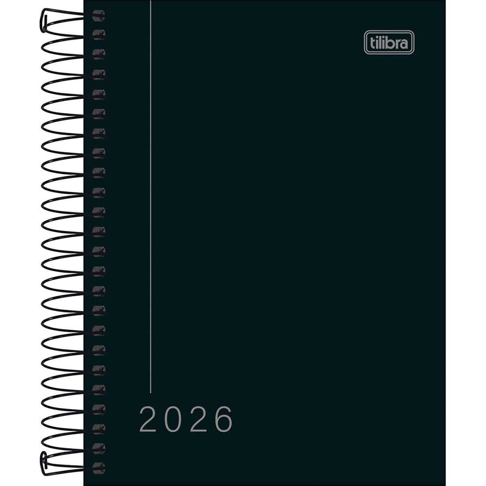 Agenda 2026 Espiral Diária Pepper Preta Capa Dura Executiva 11,7 x 16,4cm M4 Tilibra