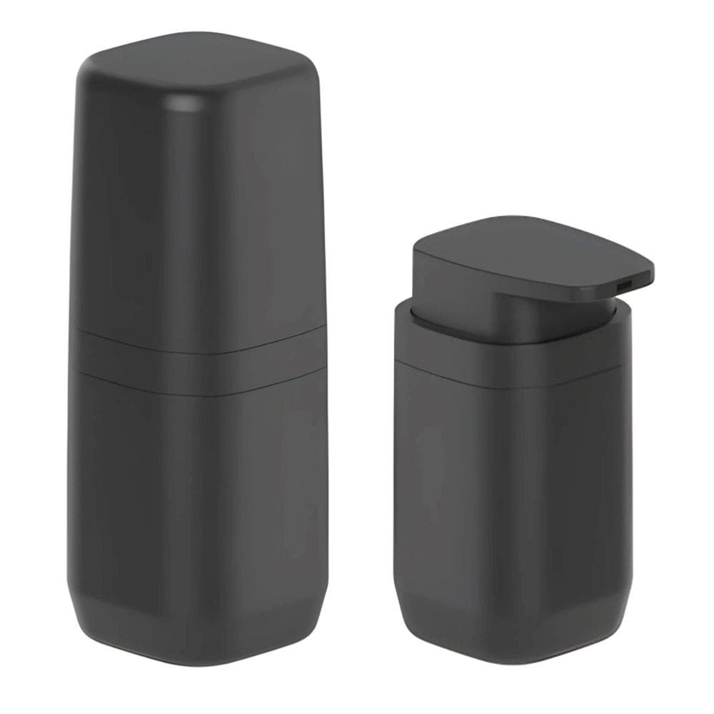 Kit Banheiro 2pç Porta Escova de Dente + Dispenser Sabonete Líquido 380ml Preto - Aura Ou