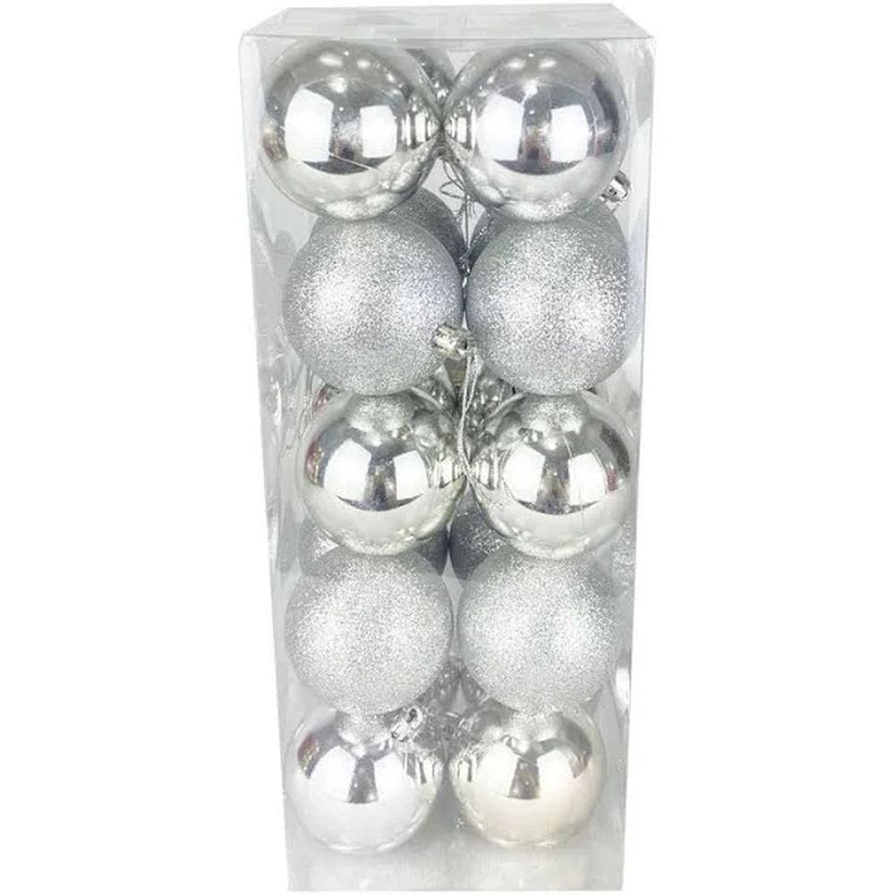 Kit com 12 Bolas Natalinas 6cm Prata - Wincy