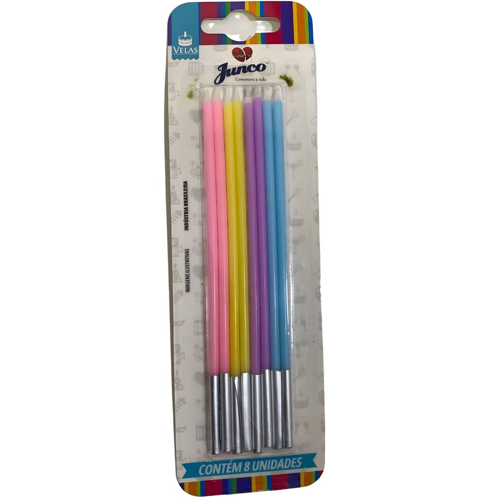 Kit 8 Velas Palito Topo de Bolo Aniversário Decoração