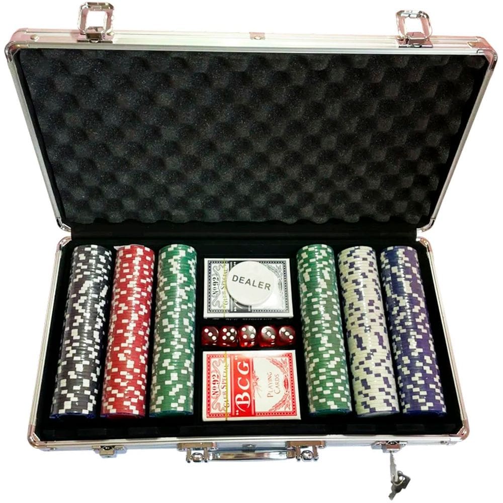 Maleta De Poker Prata Com 300 Fichas Numeradas Carta Baralho